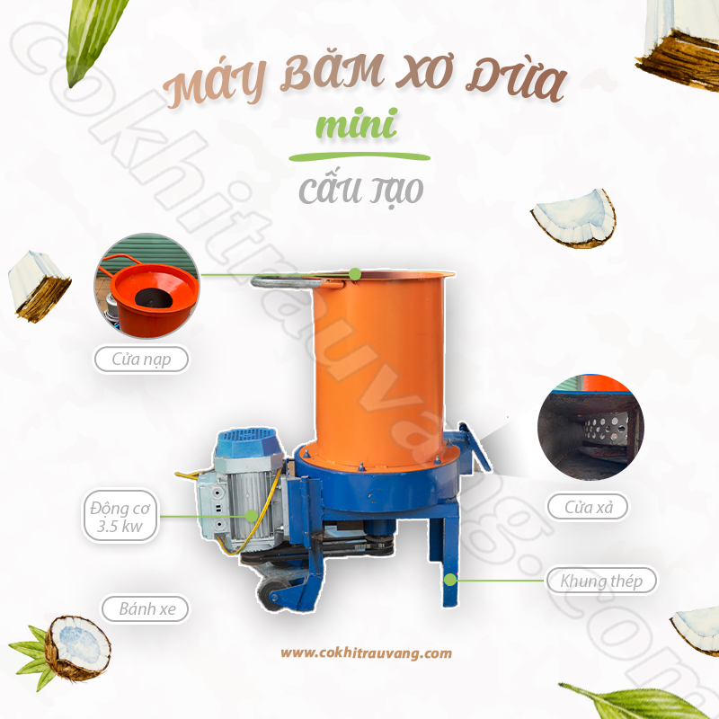 giá máy băm xơ dừa mini